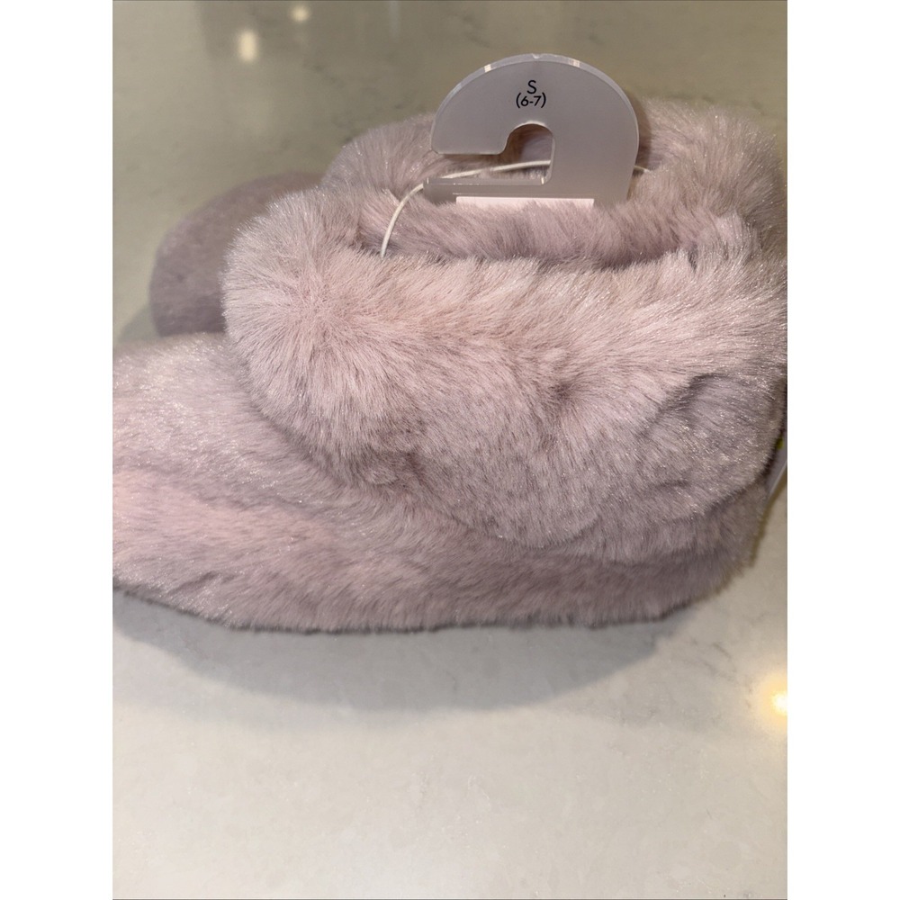 Lauren Conrad Pink FAUX FUR ALL OVER Boot BOOTIE‎ SLIPPERS SIZE S (6-7) NWT
